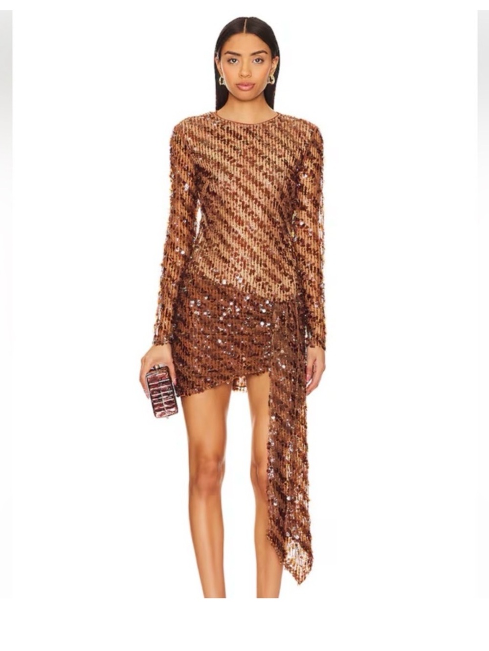 Cataleya Sequin Mini Dress in
Caramel Camila Coelho